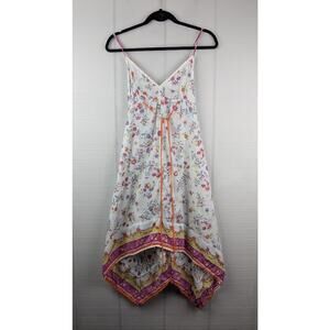 Lilka Dress Womens Small Floral Handkerchief Hem Boho Festival Sundress